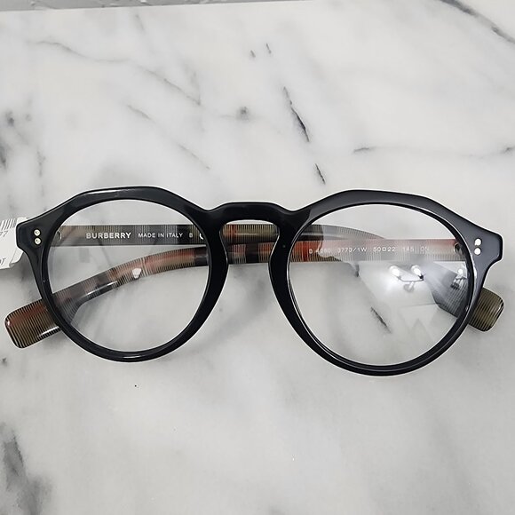 New BURBERRY Eyeglasses B 4280 3773/1W 50-22 145 Black on Plaid Frames No Case - Picture 1 of 11